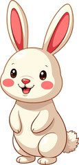Cute bunny face cartoon illustration isolated on white background, easter rabbit character clipart