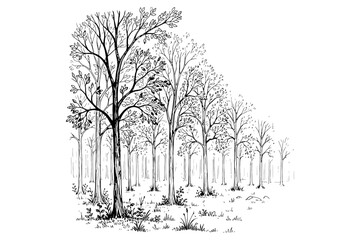 black and white tree,
Minimal CAD Tree Line Drawings – Side View Wetland & Forest Section Set for Landscape Design