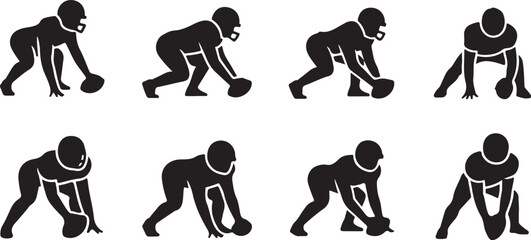 Football player stance icon set