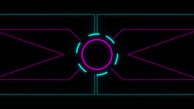 Futuristic Digital Sci Fi Hud Animation on Black Background.