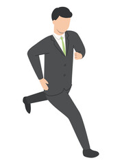 走る会社員男性・アイソメトリック