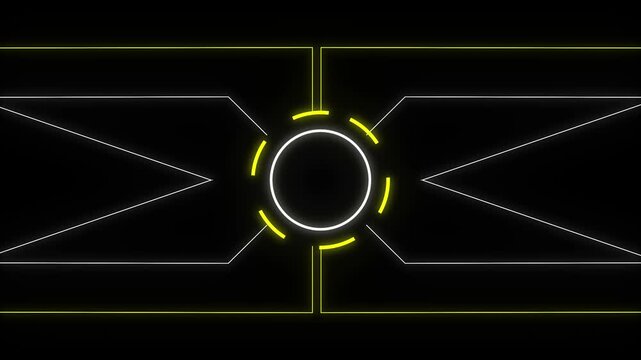Futuristic Digital Sci Fi Hud Animation on Black Background.