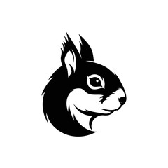 Obraz premium Black and White Squirrel Head Illustration.