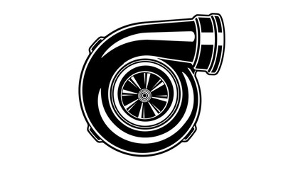 Stylized Black and White Turbocharger Illustration.