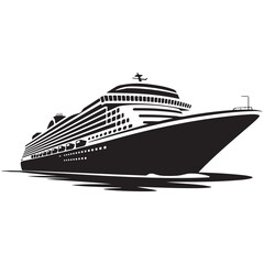Fototapeta premium A big luxury cruise ship passenger liner and nautical vessel isolated on white for summer travel and ocean vacation transportation on the sea.