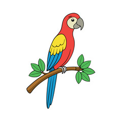 Fototapeta premium Colorful-parrot-perched-on-a-tropical-tree-branch 