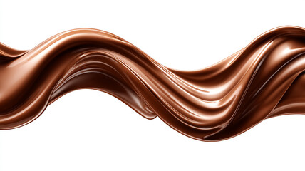 Liquid chocolate texture in the form of a wave on a white background. Advertising premium chocolate.