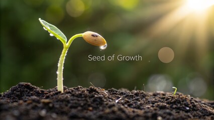 Tiny Seed Sprouting From Dark Soil Outdoors