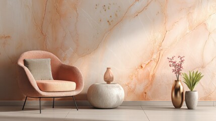 art 2024 color minimalist wall table ning marble cozy colorful trend modern peach apricot fuzz mockup scene details stylish interior white accents 3d warm backgraund room similar keywords