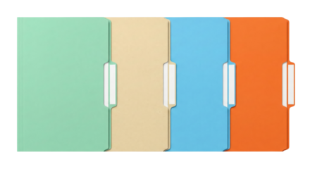 Colorful collection of closed notebooks arranged in a row isolated transparent background