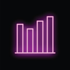 Obraz premium Neon bar chart showing increasing values on black background