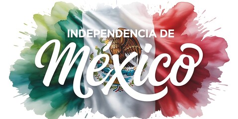 Independence of mexico depicted with vibrant watercolor splashes and national flag