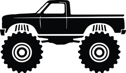 truck monster truck silhouette vector with oversized tires © AIcon Star