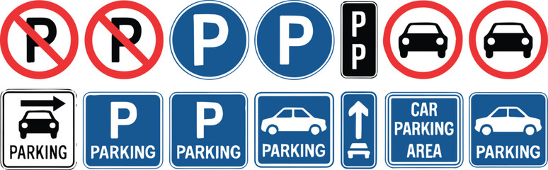 parking traffic sign set vector illustrations for urban wayfinding © AIcon Star
