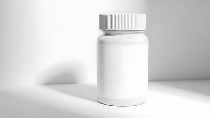 White medicine bottle with blank label mockup