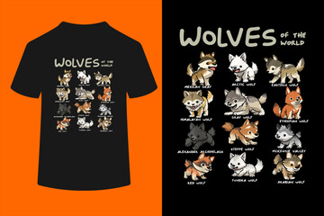 Chibi Wolf Wolves Animals of The World Wolf Lover T-Shirt © ben