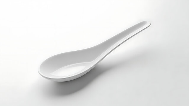 White ceramic spoon on a clean white background