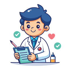 funny cartoon doctor with syringe illustration