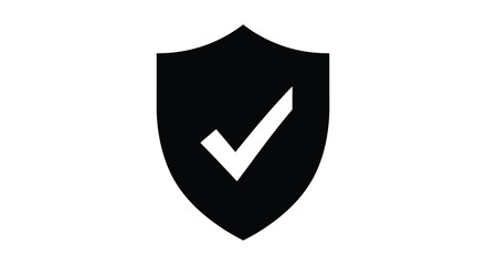 Black shield icon with a white checkmark representing security and protection silhouette