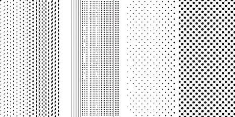 Abstract halftone patterns varying density and dot arrangements in monochrome