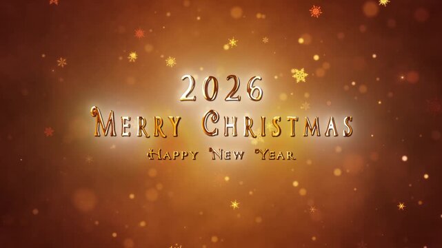 Congratulatory Christmas video card. Decorative gold title, confetti. Artistic intro (introductory template). Quick Time, h264, 16-bit color, highest quality. 3D animation. Smooth gradation of color, 