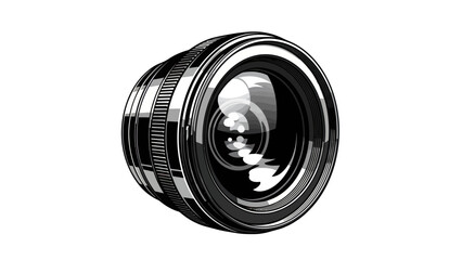 Detailed Close-up Illustration of a Camera Lens.