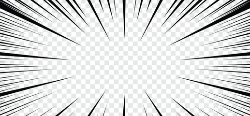 Dynamic comic book speed lines effect with transparent background for motion graphics