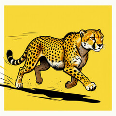 Artistic poster of a running cheetah in dynamic motion for World Wildlife Day