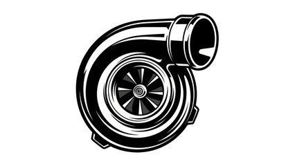 Turbocharger in Black and White Vector Illustration for Automotive Design.