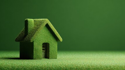 green felt house on green background symbolizing ecofriendly living and sustainable investment for a greener future  generative ai