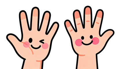 Obraz premium Two cartoon hand characters with winking and smiling faces