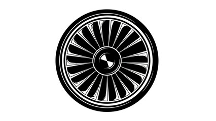 Jet Engine Turbine Fan Blades Black and White Illustration.