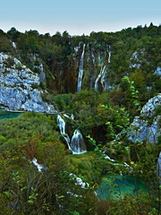 Croatia-view of a waterfalls in the Plitvice Lakes National Park