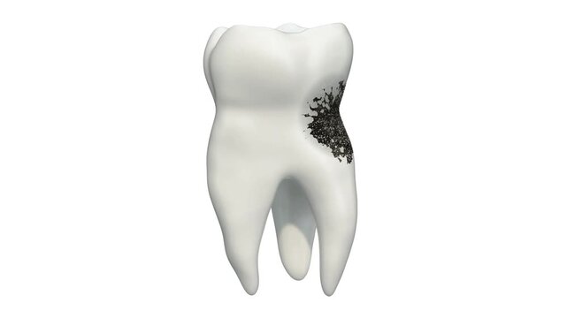 Tooth with caries, 3d animation