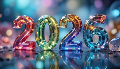 displaying 2026 image in crystal colourfull design