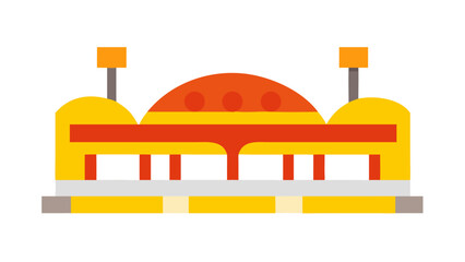 Vibrant temple with golden roof and red dome © freelancemoment