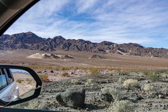 Death Valley National Park, Inyo County, California. Black Mountains (Amargosa Range System). Artist Drive Formation with Alluvial deposits near Ryan (former mining community). Furnace Creek Wash Road