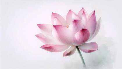 A pink lotus watercolor photographic print, Ai generated image