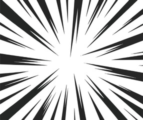 Obraz premium Black and White Radial Speed Lines Vector Graphic Element for Dynamic Comic Book Style Effects