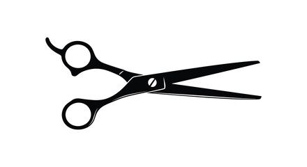 A sleek black pair of hair cutting scissors simple design dark shape silhouette