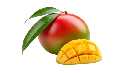 Single ripe mango with leaf