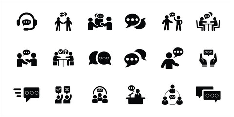 Fototapeta premium speaking icons set. speak, communication, discussion, debate, talking and more. simple solid vector illustration