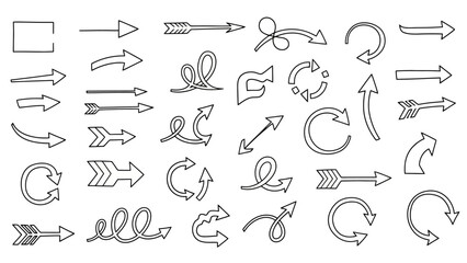 Hand Drawn Arrow Collection Vector Illustration Set