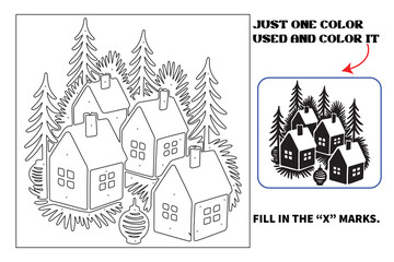 Christmas Monochrome coloring pages for adults and teens with Amazon KDP book interior designs.