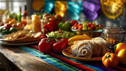 Colorful family meal still life
