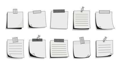Collection of Vector Sticky Notes with Lines and Dots Illustration