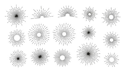 Hand Drawn Sunburst Vector Pack for Creative Design Projects