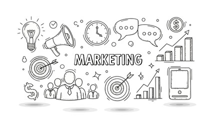 Creative Marketing Concepts Illustrated with Doodle Art