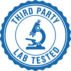 Third Party Lab Tested Certification Badge with Microscope Icon for Quality Assurance and Product Safety