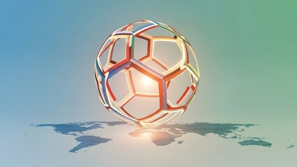 Dynamic Polygonal Sphere Shines Brightly Across a Futuristic World Map